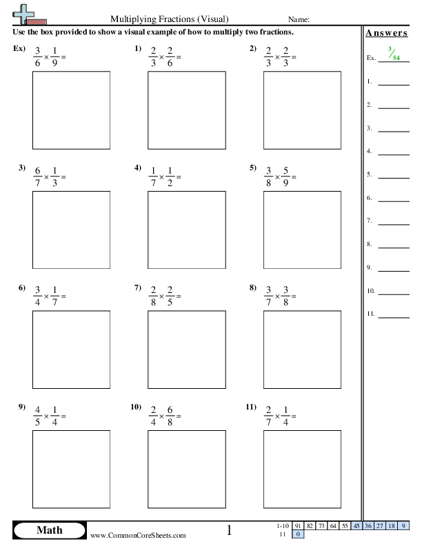 Multiplying Fractions (visual) worksheet